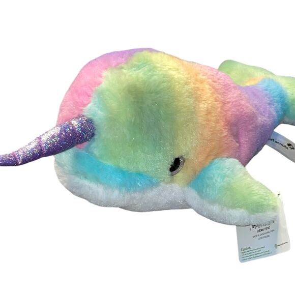 Girl Scouts Plush Narwhal Whale Stuffed Animal Pastel Rainbow Striped 75703 13” - Picture 1 of 13